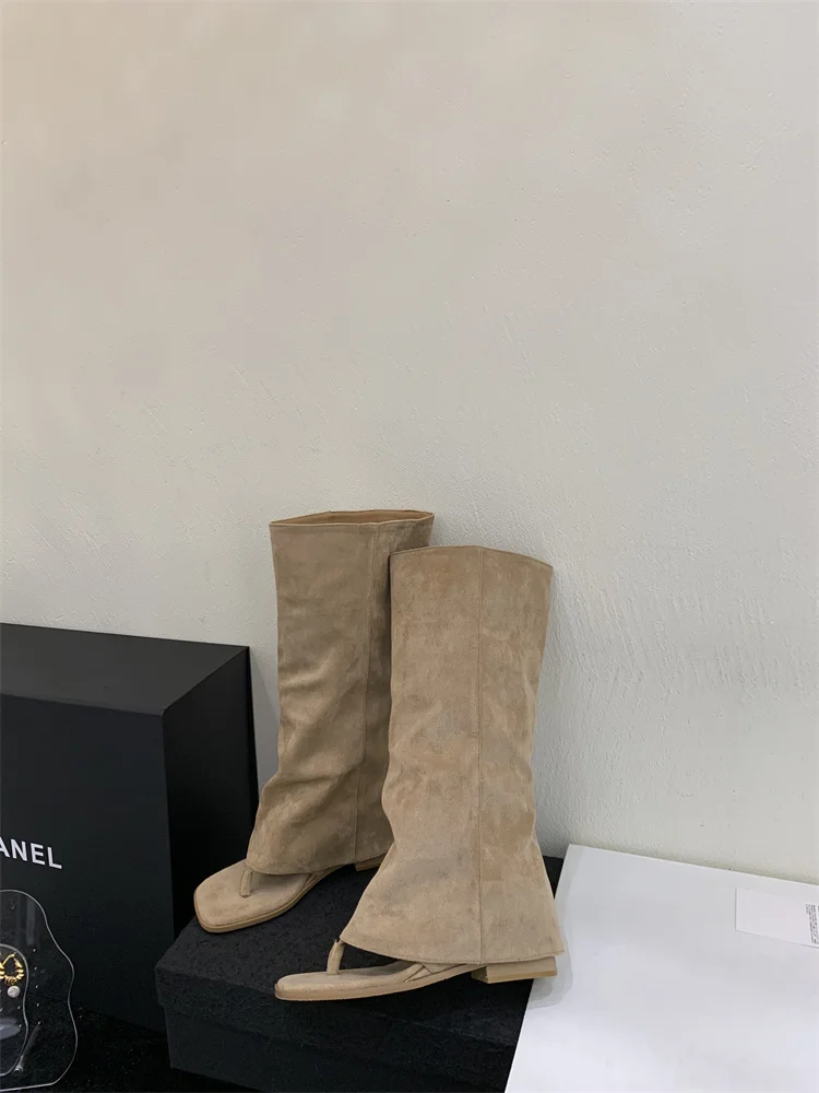 New 2025 Summer Women Sandals Boots Fashion Open Toe Flats Sheepskin Sandals Retro High Top Ladies Street Shoes Zapatos De Mujer