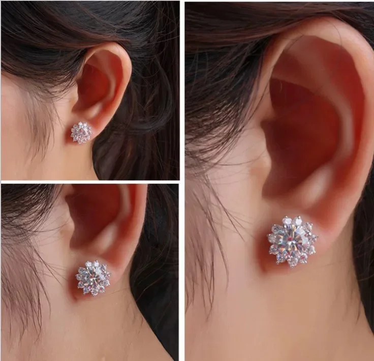 0.5CT D VVS1 Moissnaite Diamond Earring for Women 925 Sterling Silver Plated 18k White Gold Stud Ear Wedding Fine Jewelry