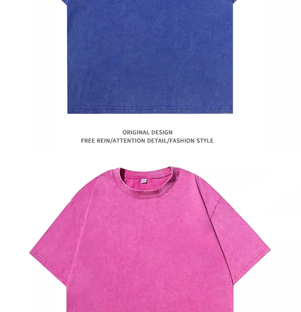 240g-300g Heavy Men Washed Vintage Oversized T-Shirt Street Hip Hop Punk Tee Harajuku Casual Cotton Short Sleeve Acid Wash Top
