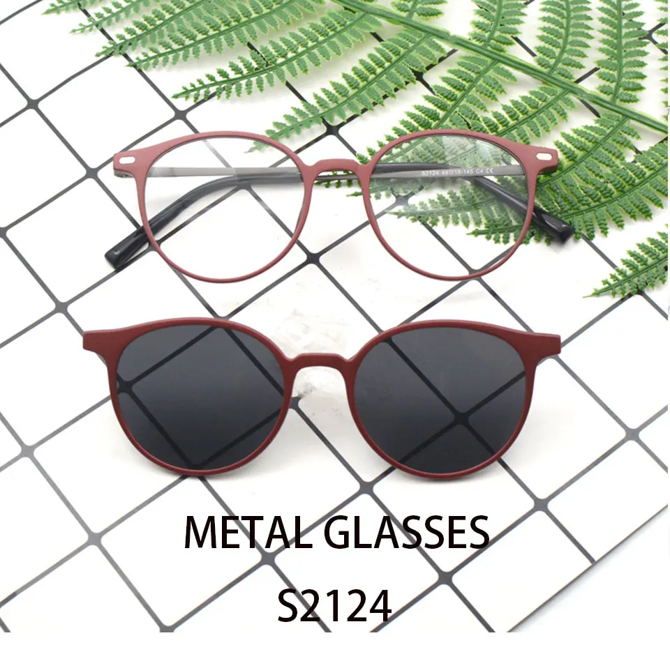 KANDREA Metal Vintage Magnetic Sunglasses Women Clip 2 IN 1 Optical Myopia Eyeglasses Men Polarized Prescription Glasses S2124