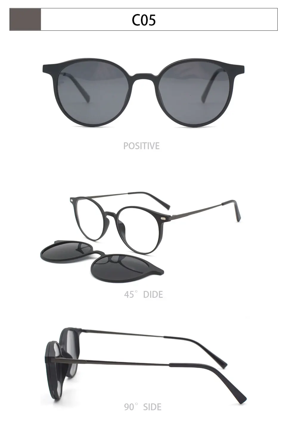 KANDREA Metal Vintage Magnetic Sunglasses Women Clip 2 IN 1 Optical Myopia Eyeglasses Men Polarized Prescription Glasses S2124