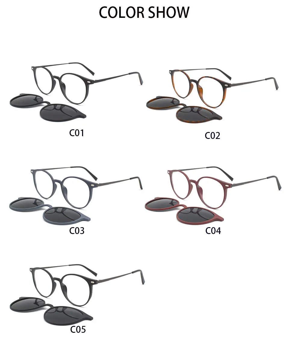 KANDREA Metal Vintage Magnetic Sunglasses Women Clip 2 IN 1 Optical Myopia Eyeglasses Men Polarized Prescription Glasses S2124
