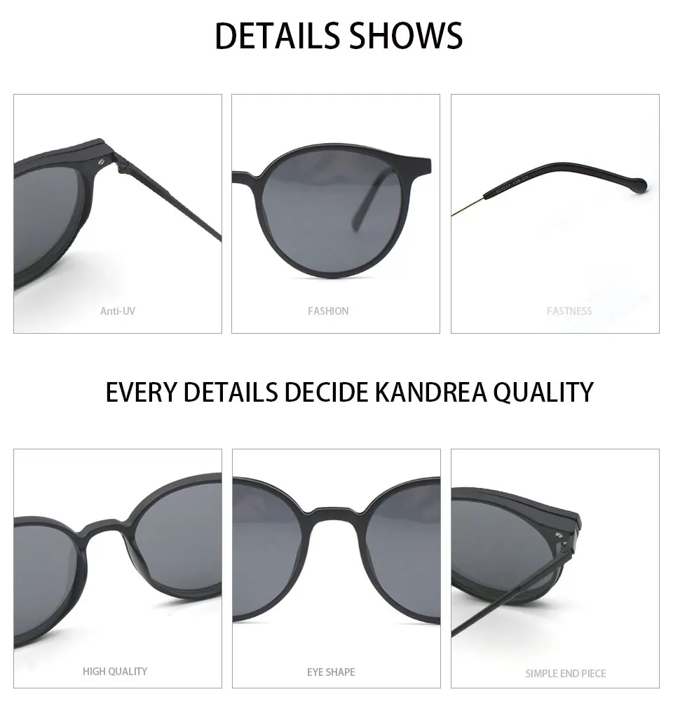 KANDREA Metal Vintage Magnetic Sunglasses Women Clip 2 IN 1 Optical Myopia Eyeglasses Men Polarized Prescription Glasses S2124