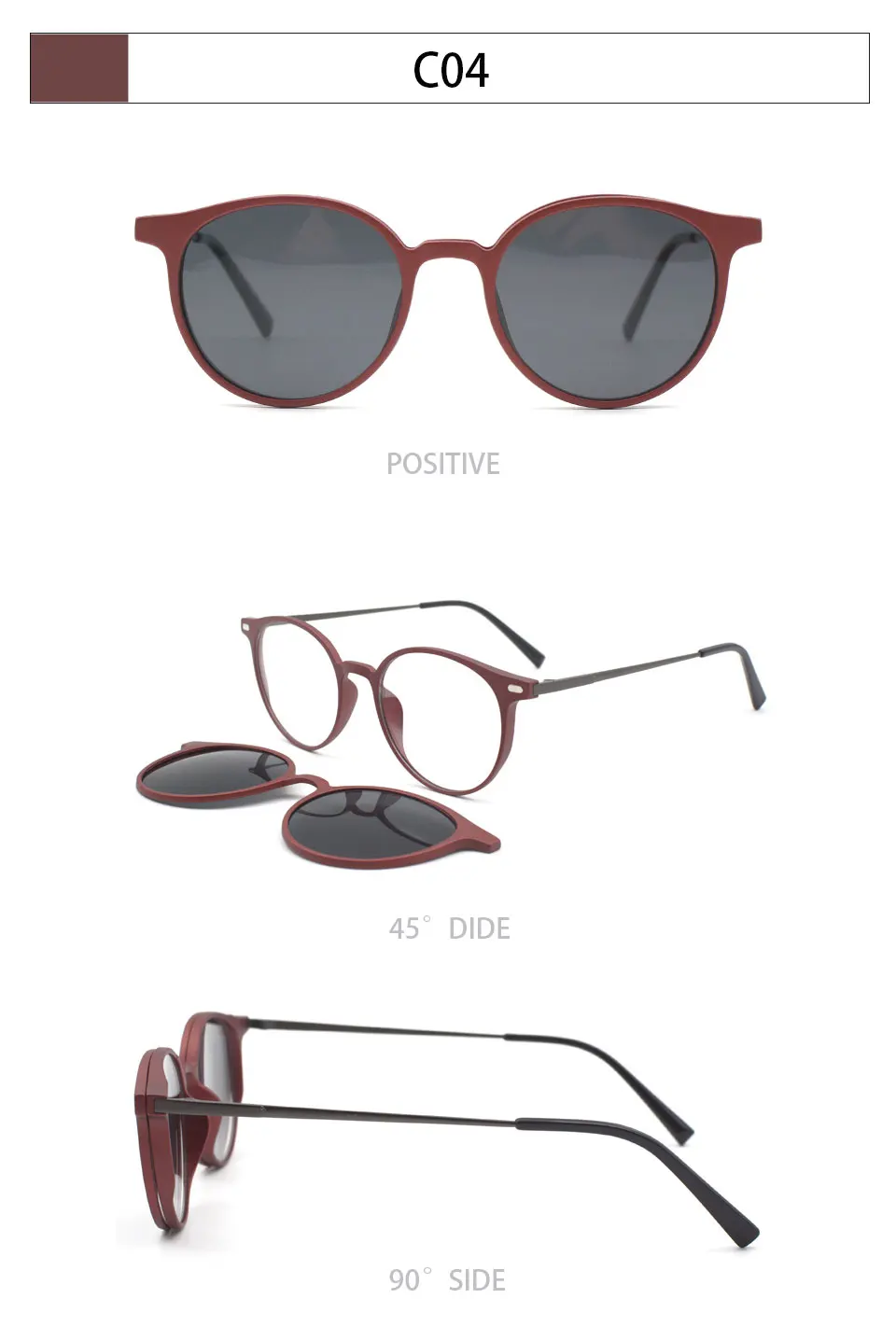 KANDREA Metal Vintage Magnetic Sunglasses Women Clip 2 IN 1 Optical Myopia Eyeglasses Men Polarized Prescription Glasses S2124