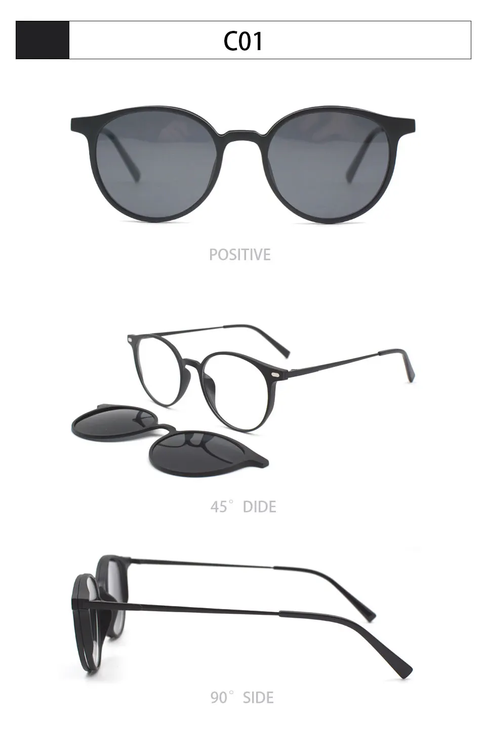 KANDREA Metal Vintage Magnetic Sunglasses Women Clip 2 IN 1 Optical Myopia Eyeglasses Men Polarized Prescription Glasses S2124