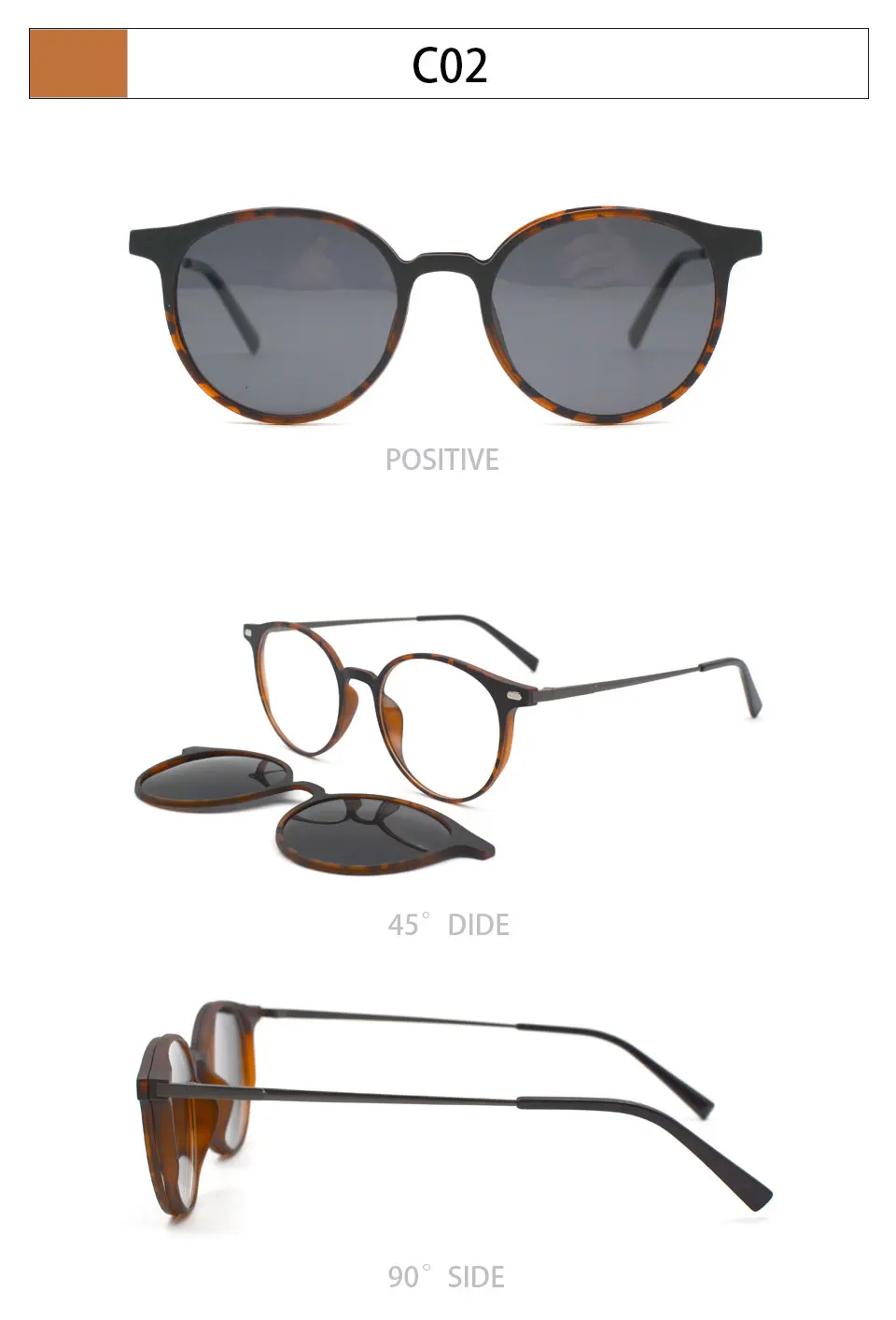 KANDREA Metal Vintage Magnetic Sunglasses Women Clip 2 IN 1 Optical Myopia Eyeglasses Men Polarized Prescription Glasses S2124