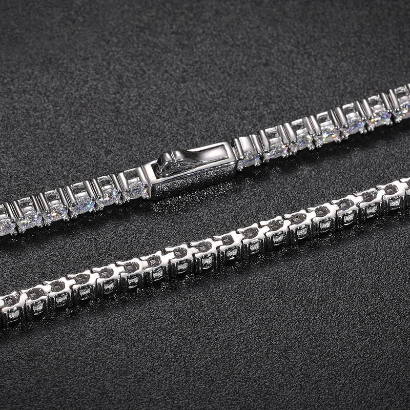 TUHE Unisex 2mm-2.5mm-3mm VVS1 Moissanite Tennis Necklace S925 Silver Diamond Necklaces For Men Women Pass Diamonds Test