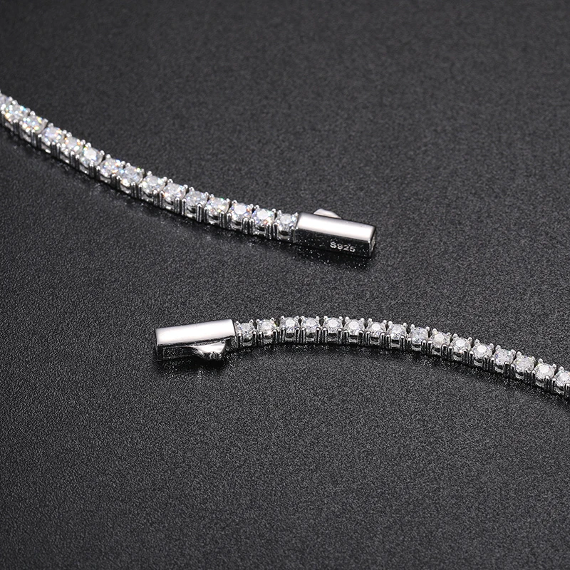 TUHE Unisex 2mm-2.5mm-3mm VVS1 Moissanite Tennis Necklace S925 Silver Diamond Necklaces For Men Women Pass Diamonds Test