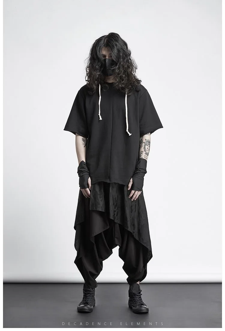 ARENS Men's Vintage Neutral Loose Culottes Y2K Gothic Wide Leg Pants Oversize Harajuku Japanese Style Creative Trousers