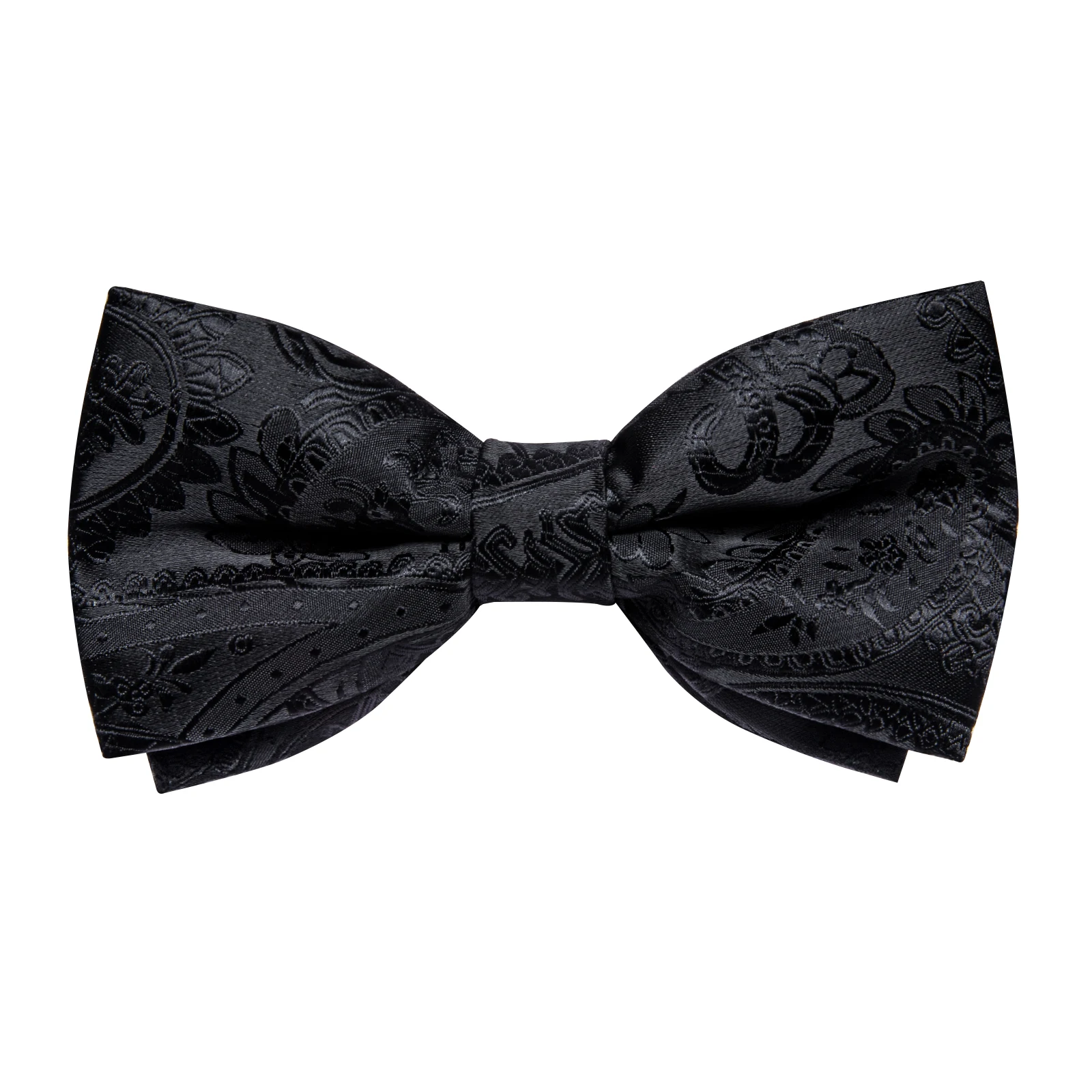 Men Classic Black Paisley Vest Set for Wedding Party Business Fashion V-neck Waistcoat Men Necktie Bow Tie Handkerchief Cufflink