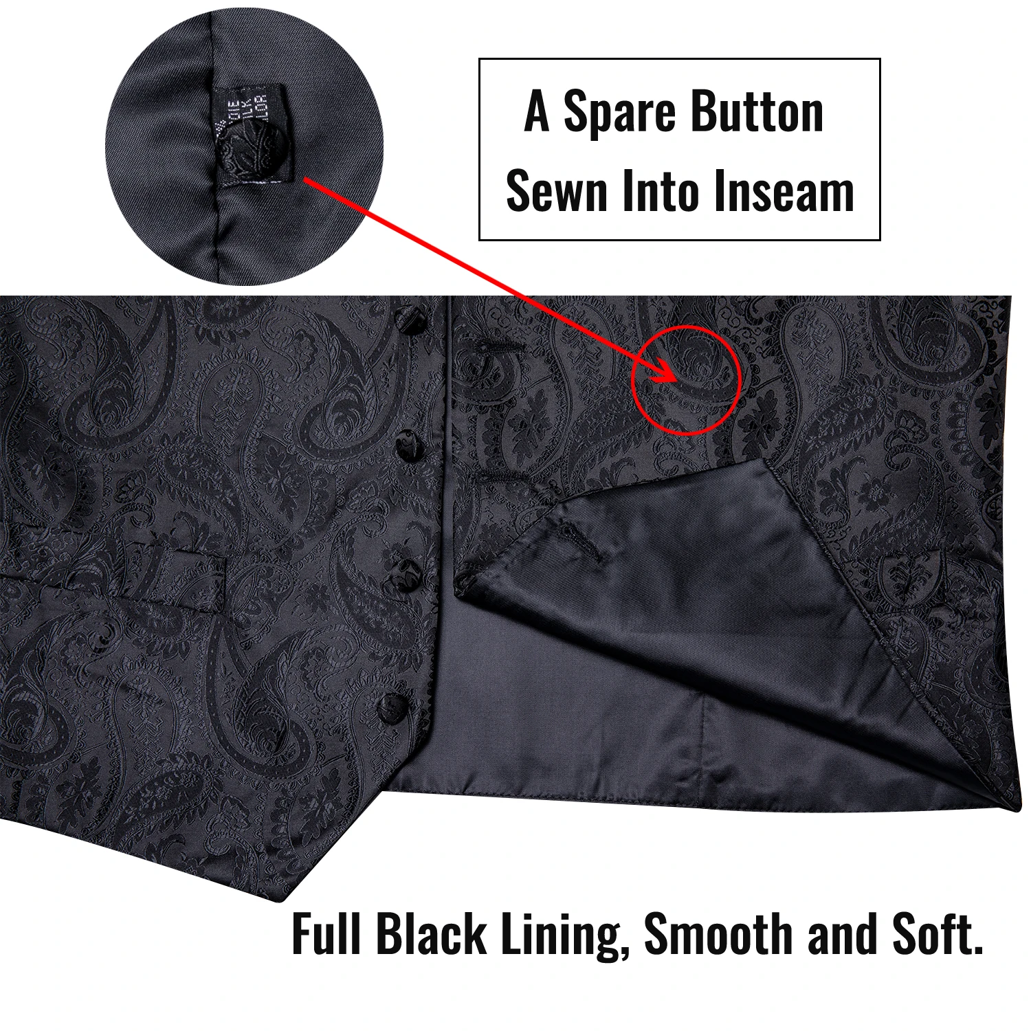 Men Classic Black Paisley Vest Set for Wedding Party Business Fashion V-neck Waistcoat Men Necktie Bow Tie Handkerchief Cufflink