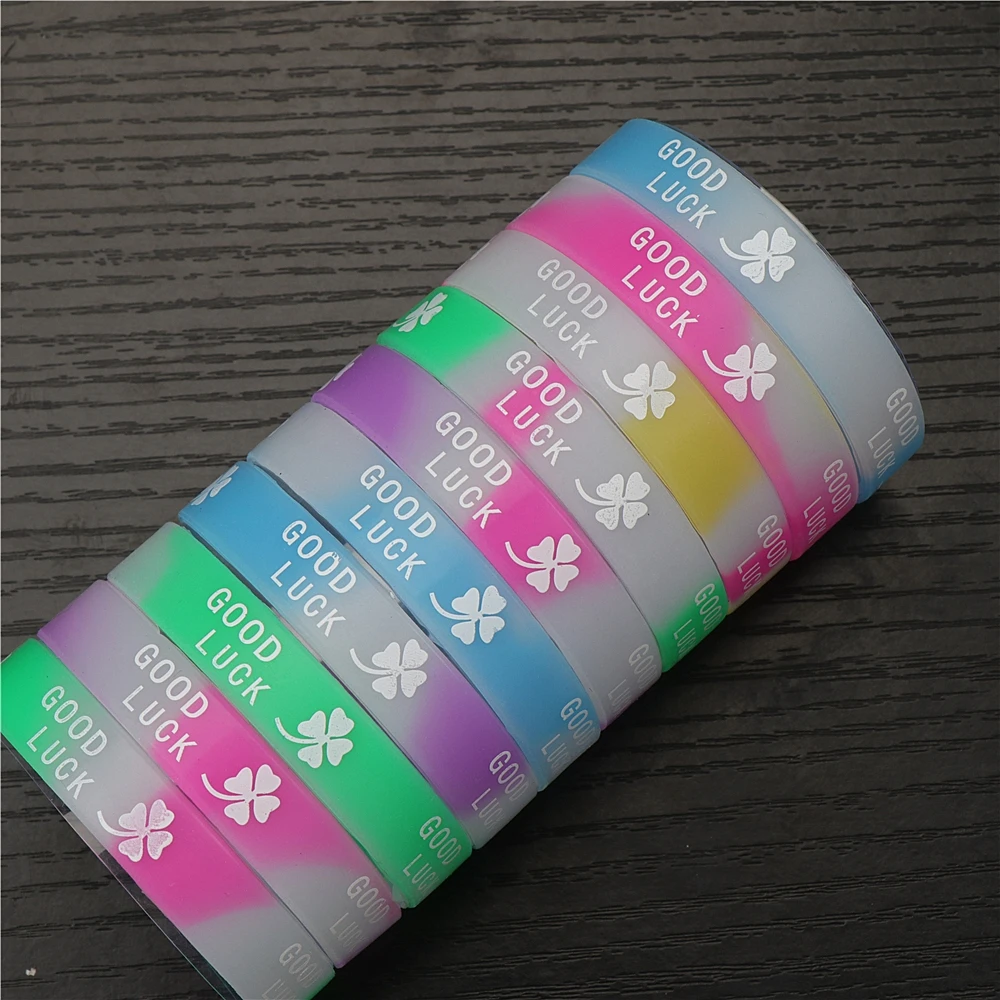 Wholesale 100pcs/lot Silicone Night Glow Luminous Bracelets Wristband For Women Men Mix Style Fashion Jewelry Club Party Gifts