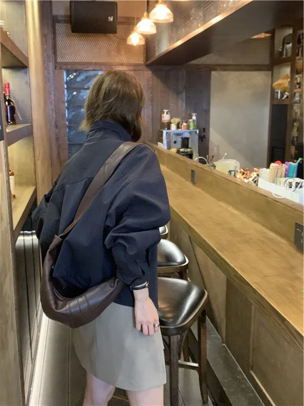 Korea Short Outerwear Woman Casual Loose Lazy Chic Long Sleeve Cotton Blends Windbreaker Coats Thin Thench
