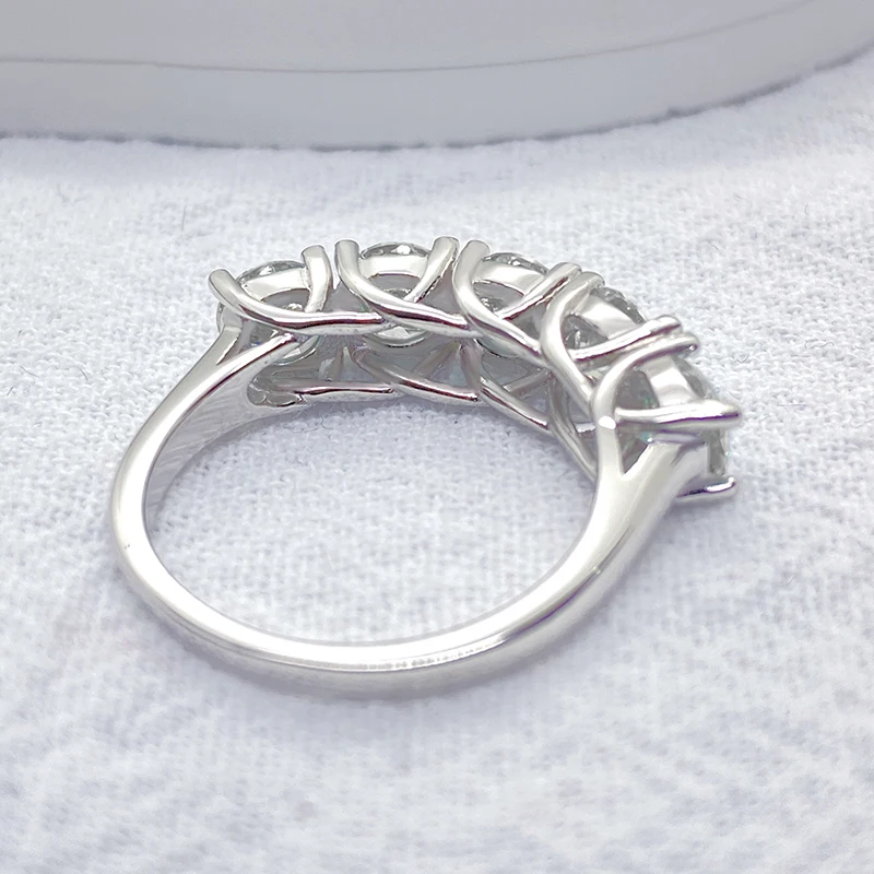 NeeTim 5mm 6.5mm Full Moissanite Ring for Women S925 Sterling Silver Eternity Engagement Sparkling Band Wedding Rings Jewelry