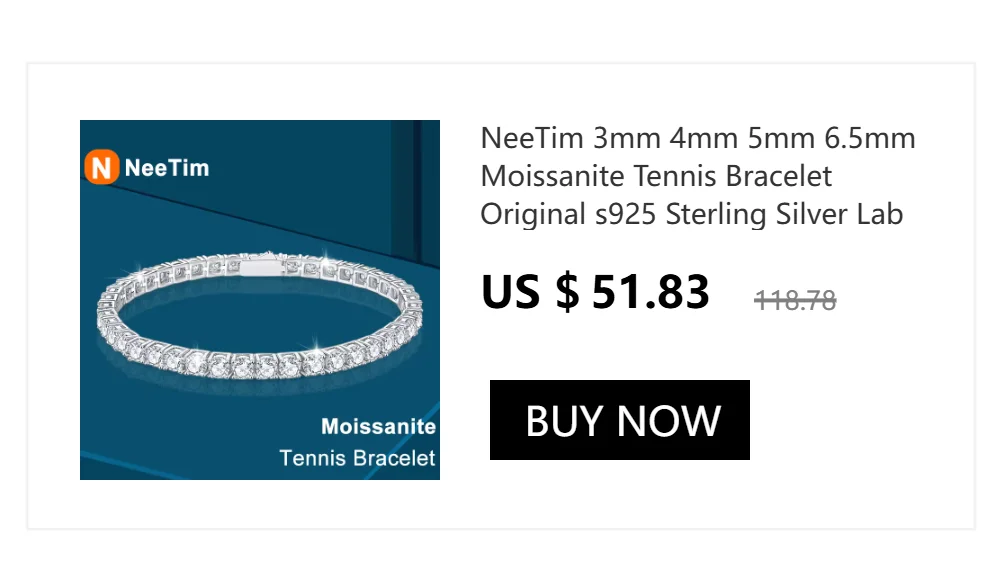 NeeTim 5mm 6.5mm Full Moissanite Ring for Women S925 Sterling Silver Eternity Engagement Sparkling Band Wedding Rings Jewelry