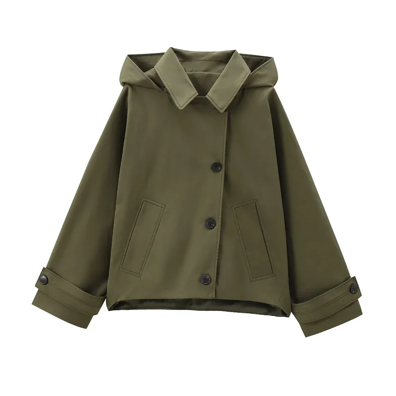 HXAO Green Warm Winter Hooded Jackets Women's 2024 Autumn Outdoor Oversized Bomber Jacket Coats Demi-Season Windbreak Outerwears