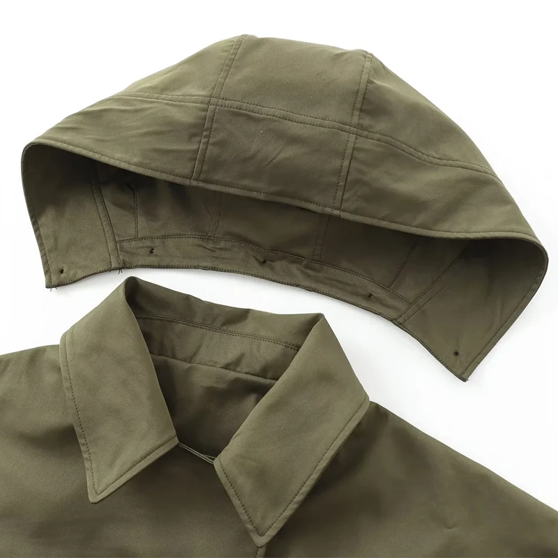 HXAO Green Warm Winter Hooded Jackets Women's 2024 Autumn Outdoor Oversized Bomber Jacket Coats Demi-Season Windbreak Outerwears
