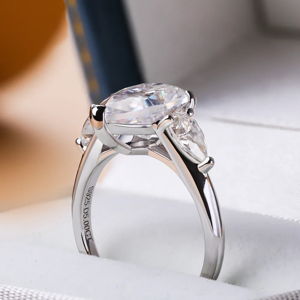 Waterdrop Shape Full Moissanite Engagement Rings for Women 925 Sterling Silver Wedding Band Jewelry Pear Cut Diamond with GRA