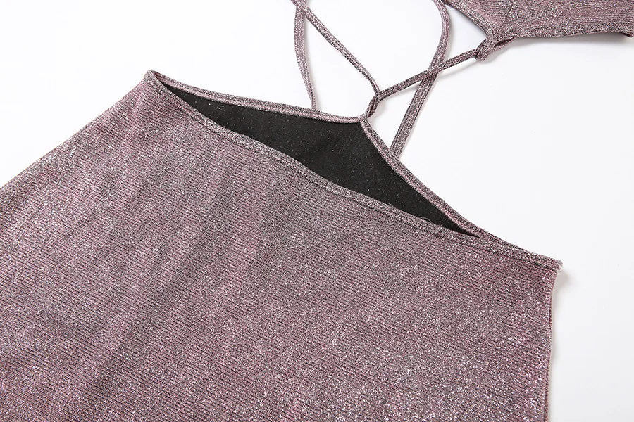 Hollow Out Halter Bodycon Dress Summer Sexy Evening Dresses Solid Slim Women Clothing Hot Aesthetic Pink Vestidos De Mujer