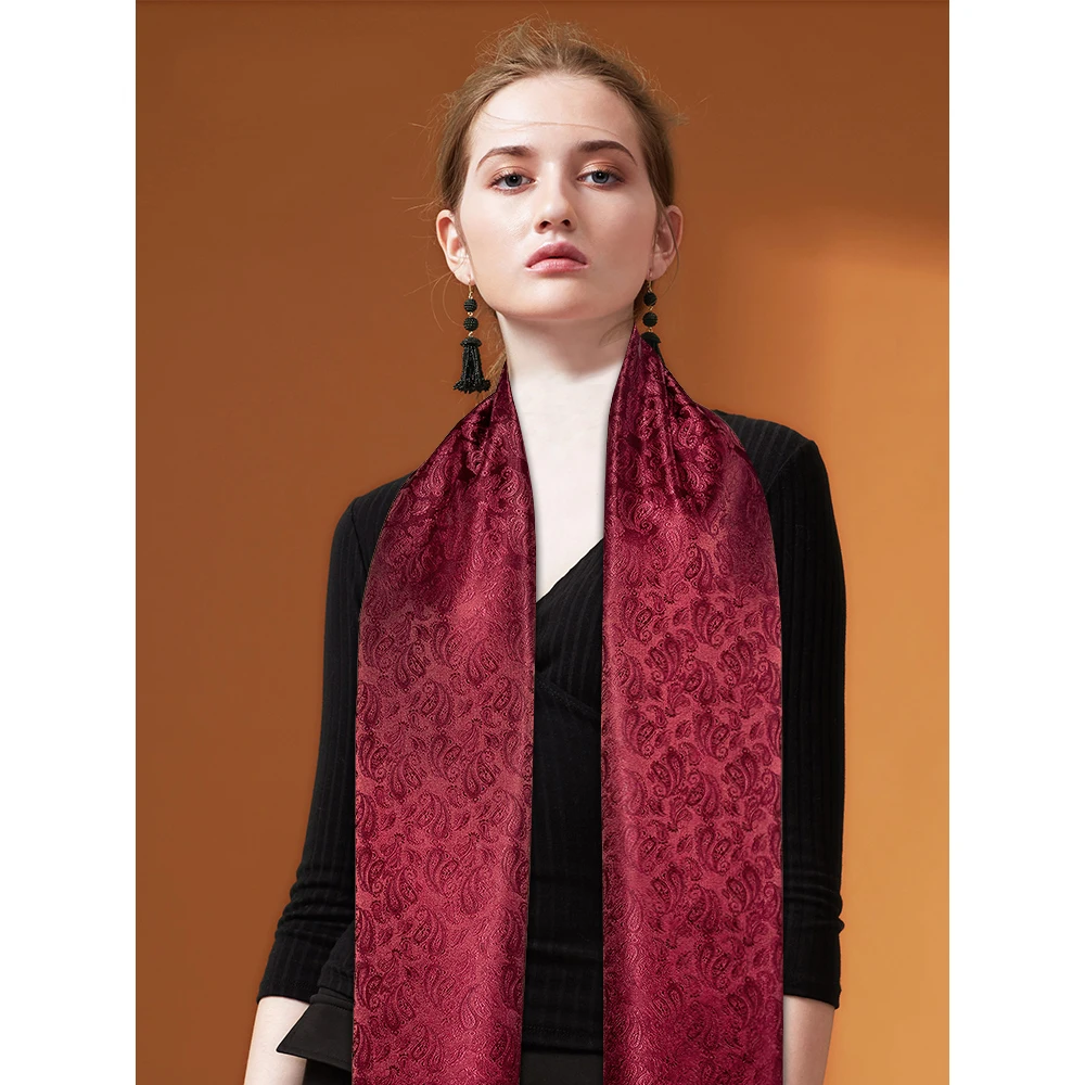 Barry.Wang Mens Scarf Jacquard Floral Paisley Casual Formal Gold Green Red Blue Purple Gray For Male Wedding Business Party