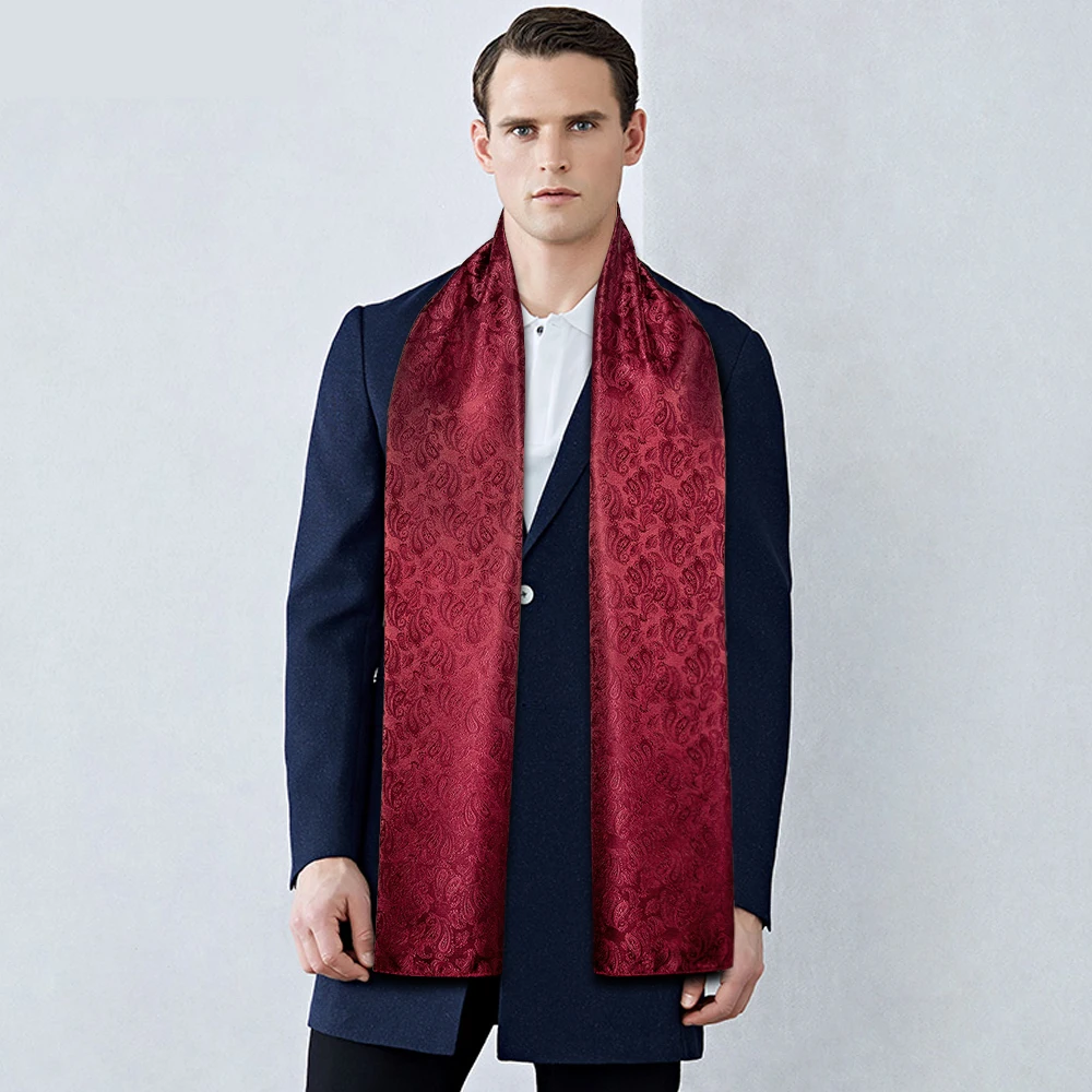Barry.Wang Mens Scarf Jacquard Floral Paisley Casual Formal Gold Green Red Blue Purple Gray For Male Wedding Business Party