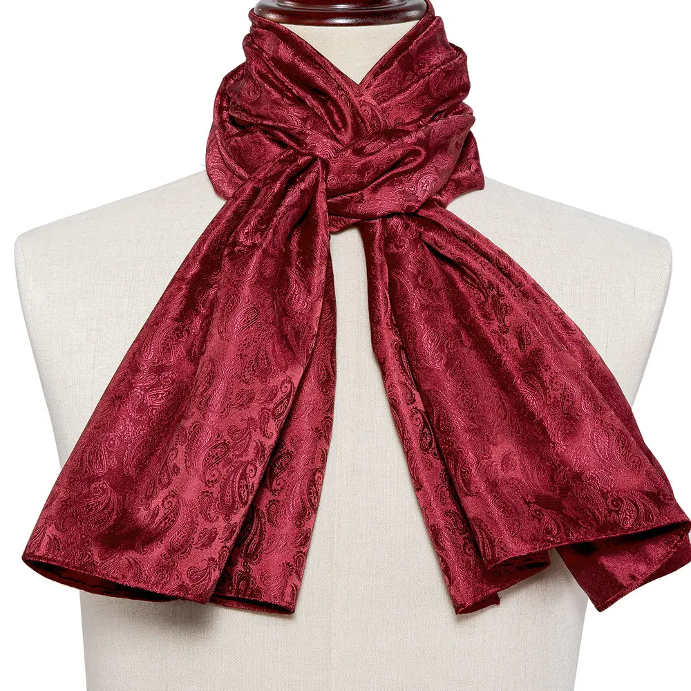Barry.Wang Mens Scarf Jacquard Floral Paisley Casual Formal Gold Green Red Blue Purple Gray For Male Wedding Business Party