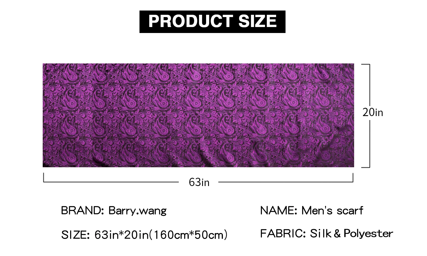 Barry.Wang Mens Scarf Jacquard Floral Paisley Casual Formal Gold Green Red Blue Purple Gray For Male Wedding Business Party