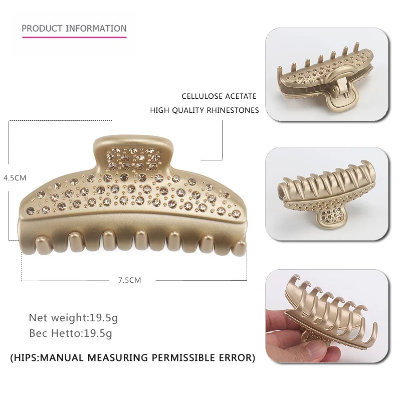 Handmade Spark Rhinestones Hair Claw for Women Girls Luxury A French Styles V Luxury Acetate Hair Accessory Ornament Jewelry