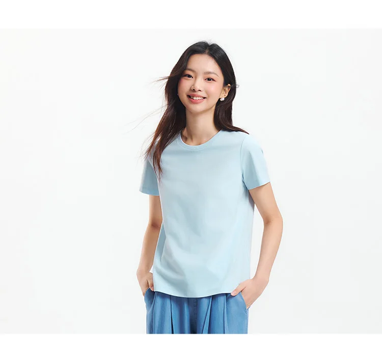 Semir Short Sleeve T-Shirt Women Moisture Wicking Antibacterial Minimalist Versatile 2025 New Summer Shoulder Fit Basic Top