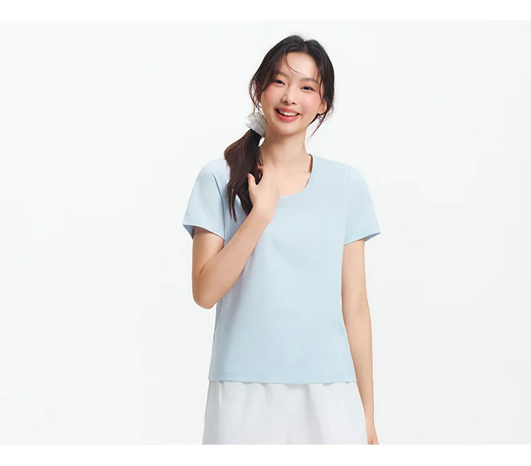 Semir Short Sleeve T-Shirt Women Moisture Wicking Antibacterial Minimalist Versatile 2025 New Summer Shoulder Fit Basic Top