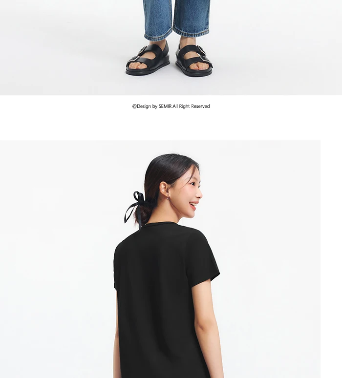 Semir Short Sleeve T-Shirt Women Moisture Wicking Antibacterial Minimalist Versatile 2025 New Summer Shoulder Fit Basic Top