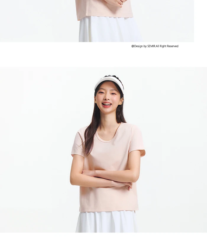 Semir Short Sleeve T-Shirt Women Moisture Wicking Antibacterial Minimalist Versatile 2025 New Summer Shoulder Fit Basic Top