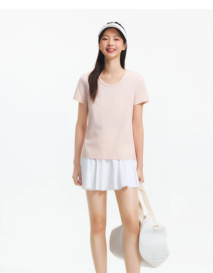 Semir Short Sleeve T-Shirt Women Moisture Wicking Antibacterial Minimalist Versatile 2025 New Summer Shoulder Fit Basic Top