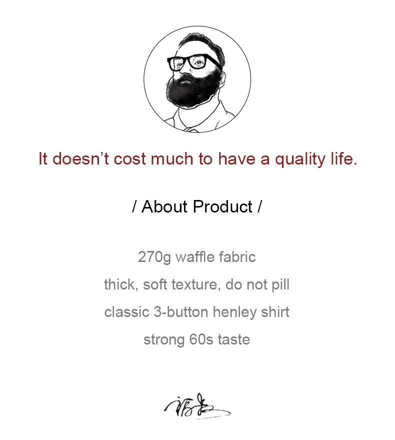 Maden Workwear Vintage Waffle Henry Shirt Vintage Long Sleeve Amekaji Solid Sweater For Men