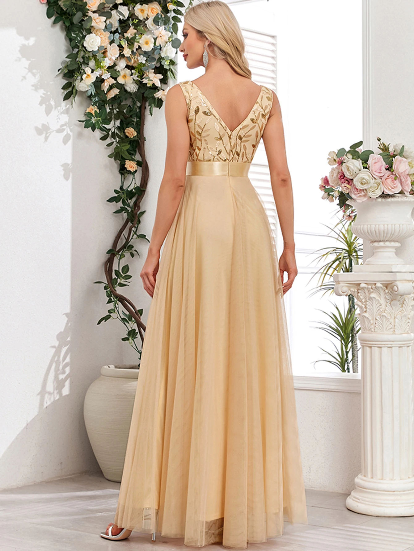 Sexy Prom Bridesmaid Dresses for Women Elegant Mesh Birthday Evening Party Dress Woman Backless Maxi Sequin Summer Dress Vestido
