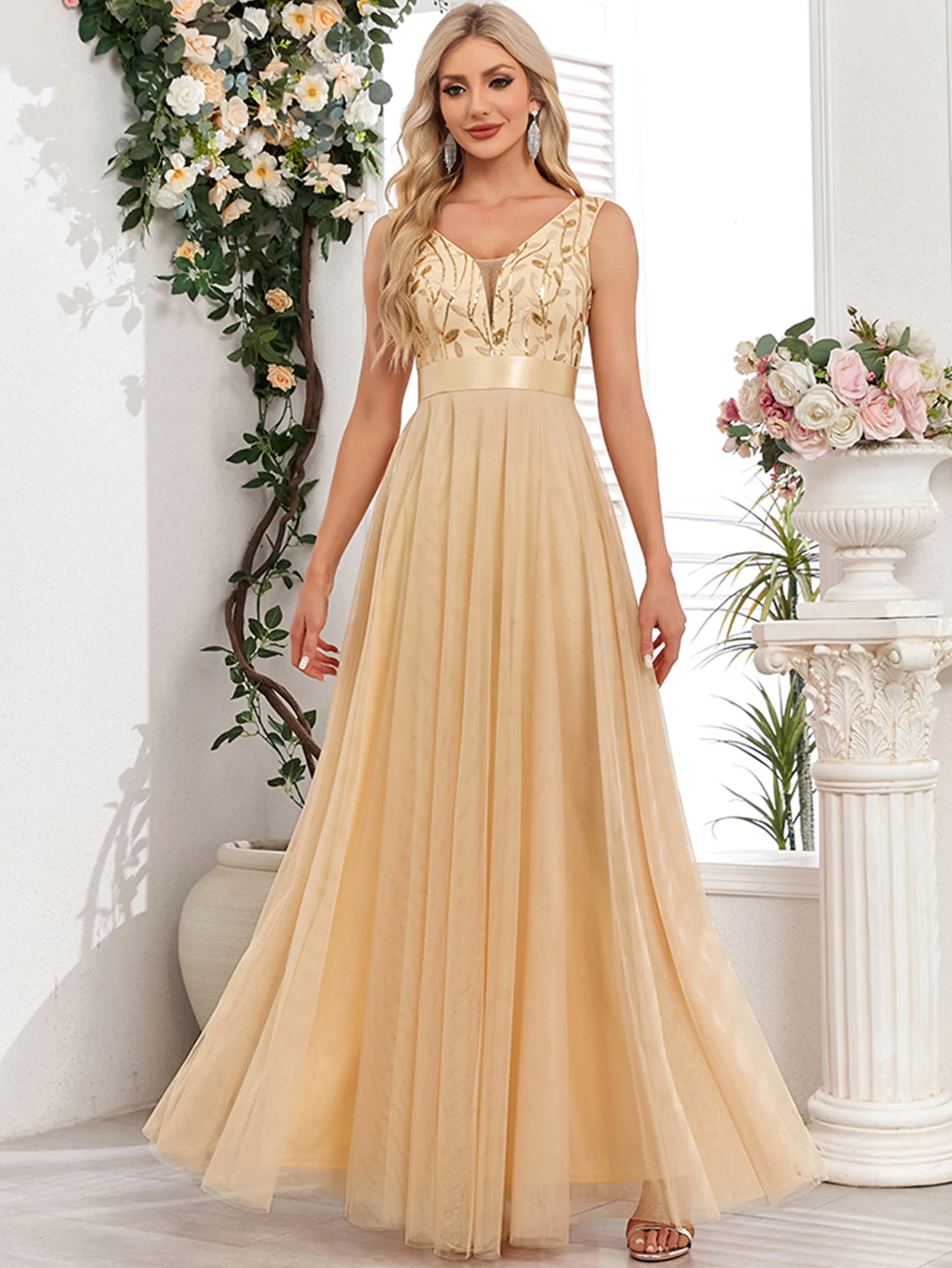Sexy Prom Bridesmaid Dresses for Women Elegant Mesh Birthday Evening Party Dress Woman Backless Maxi Sequin Summer Dress Vestido
