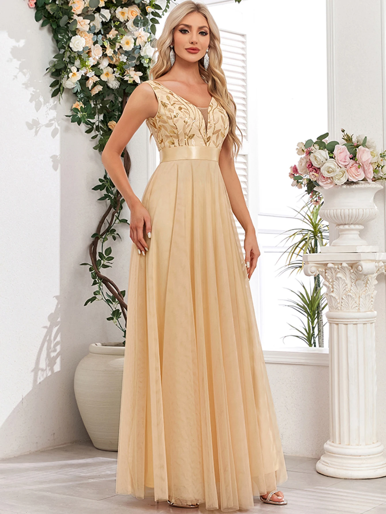 Sexy Prom Bridesmaid Dresses for Women Elegant Mesh Birthday Evening Party Dress Woman Backless Maxi Sequin Summer Dress Vestido