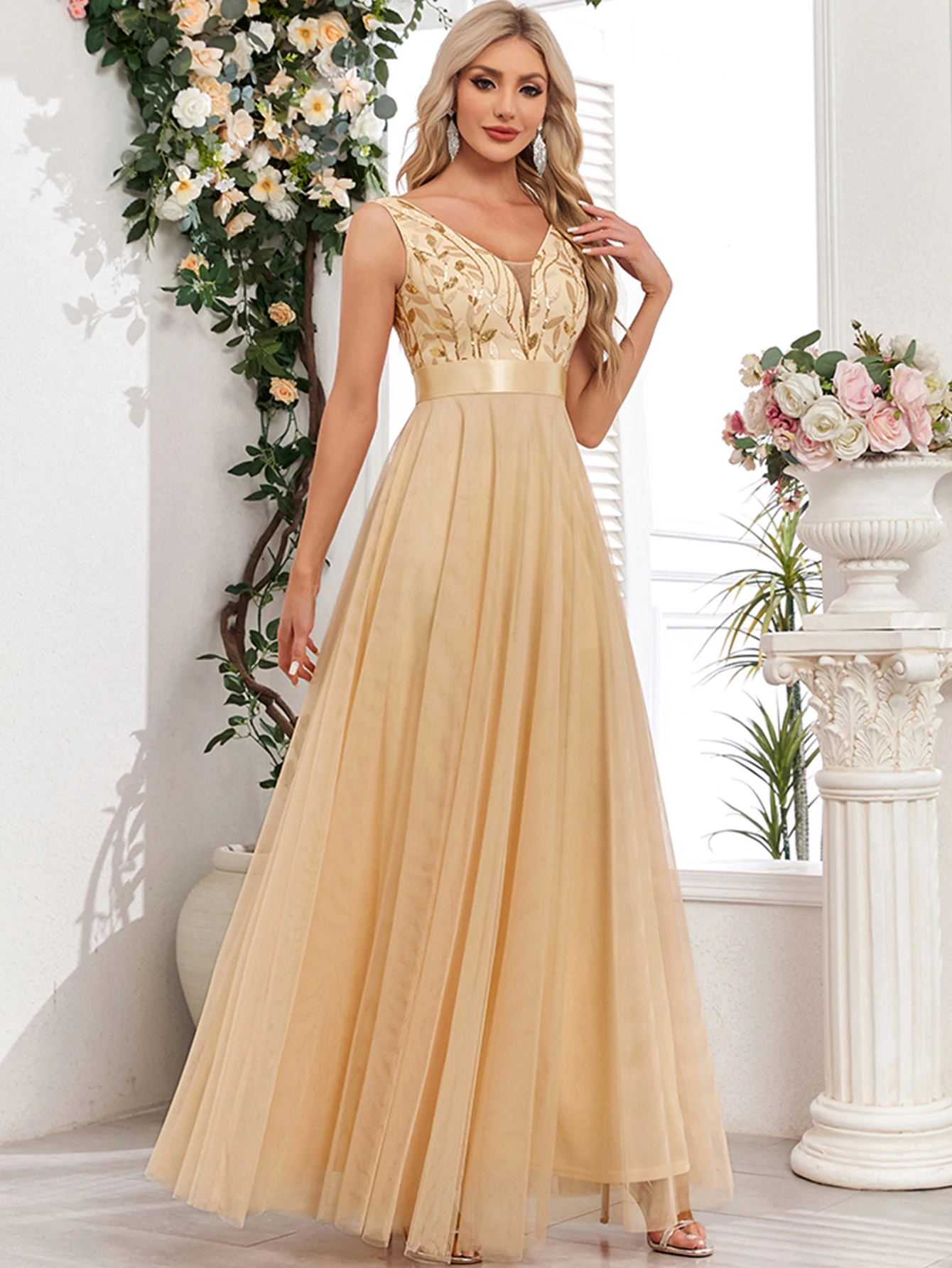 Sexy Prom Bridesmaid Dresses for Women Elegant Mesh Birthday Evening Party Dress Woman Backless Maxi Sequin Summer Dress Vestido