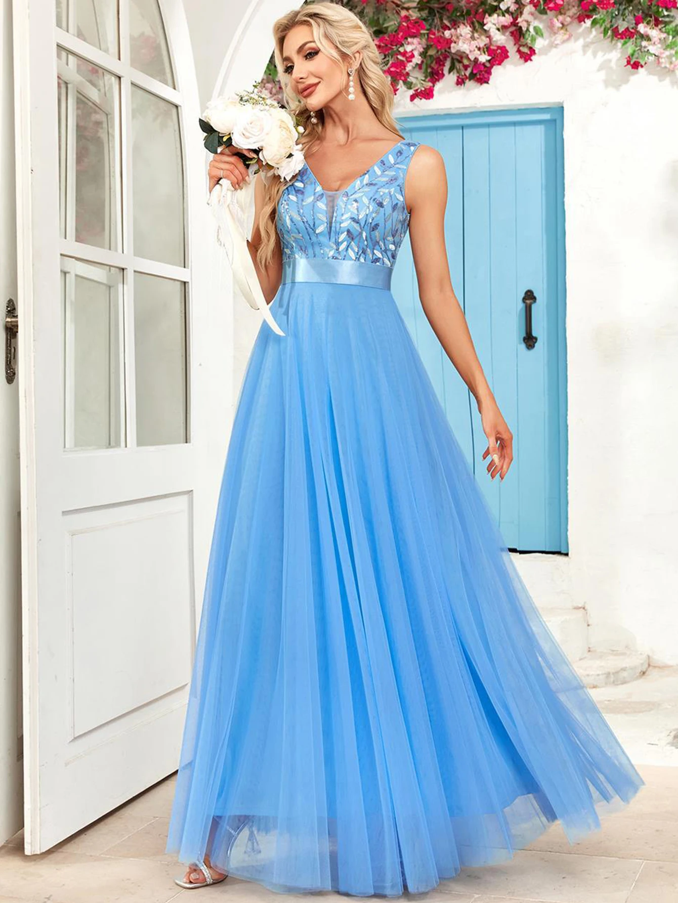 Sexy Prom Bridesmaid Dresses for Women Elegant Mesh Birthday Evening Party Dress Woman Backless Maxi Sequin Summer Dress Vestido