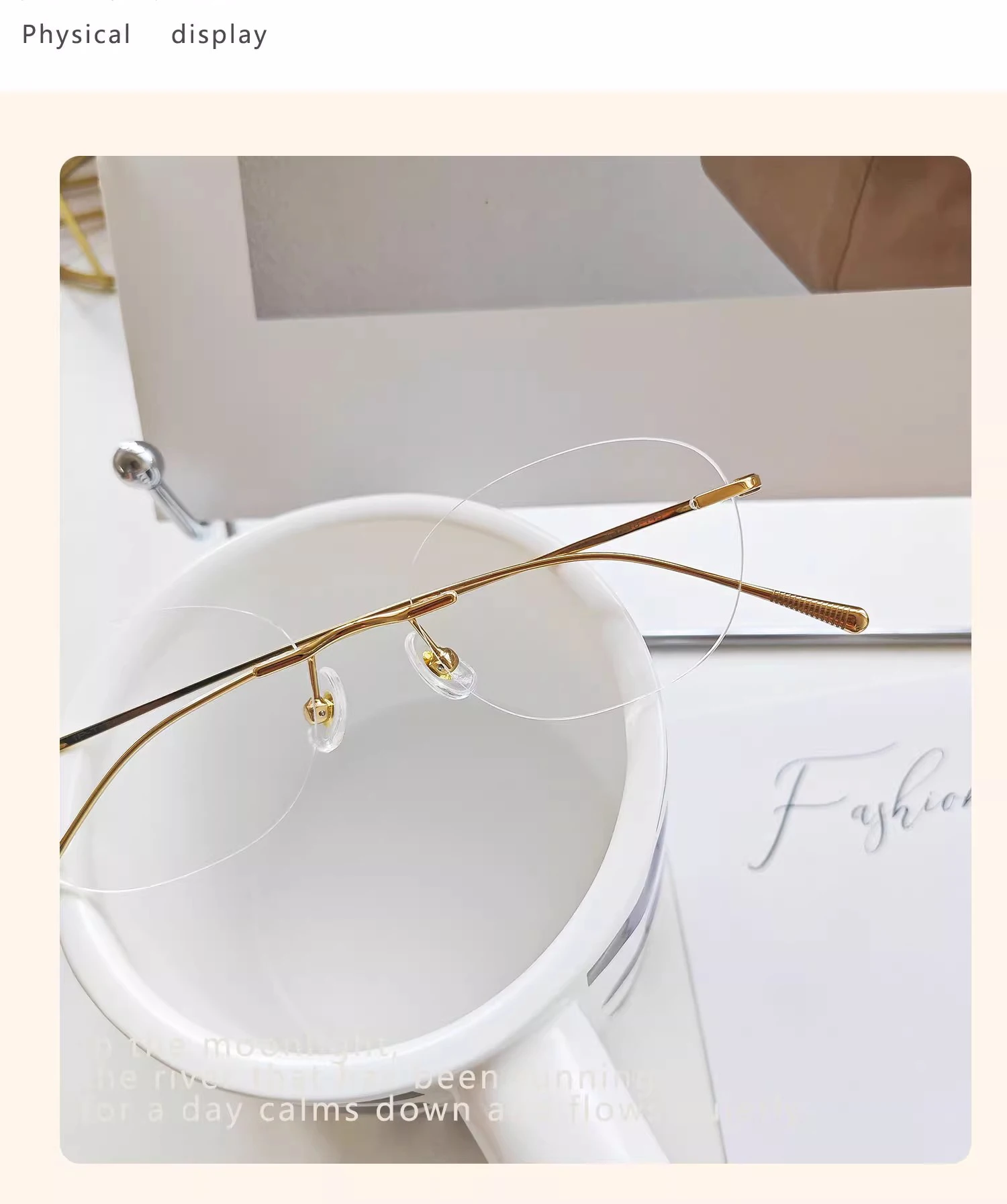 1.61 Lenses Women Glasses Titanium Rimless Oval Design Gold Eyeglasses Prescription Myopia 6g Anti Blue Light Clear CR39