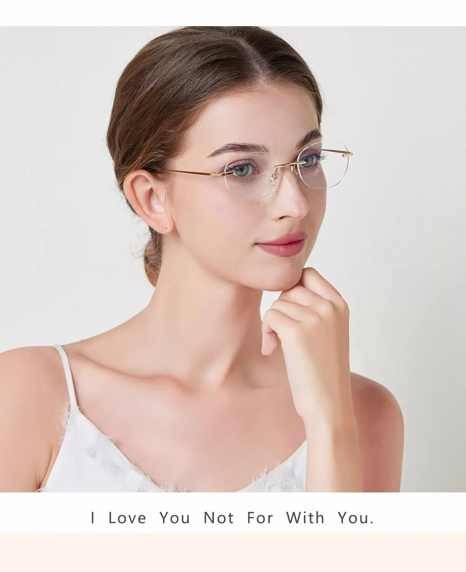 1.61 Lenses Women Glasses Titanium Rimless Oval Design Gold Eyeglasses Prescription Myopia 6g Anti Blue Light Clear CR39