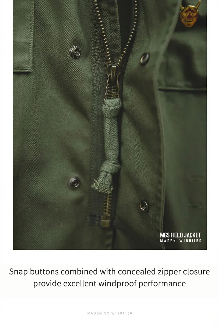 Maden Retro M65 Jackets for Men Green Outdoor Windbreaker Vintage Casual Solid Coat Mens Clothes Multi-Pocket Jacket