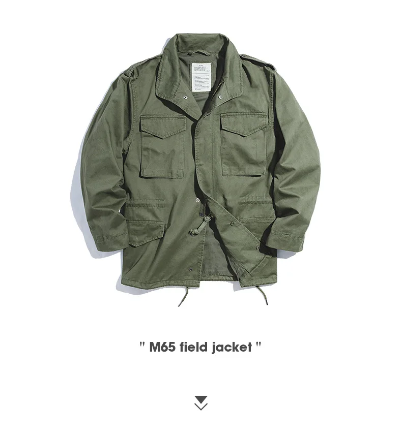 Maden Retro M65 Jackets for Men Green Outdoor Windbreaker Vintage Casual Solid Coat Mens Clothes Multi-Pocket Jacket