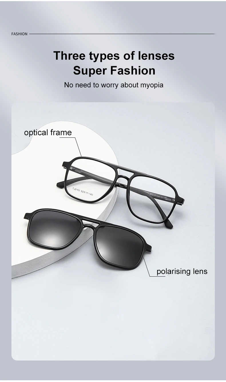 VICKY Flip-Up Magnetic Clip-On Polarized Sunglasses Customizable Prescription TR90 Myopia Hyperopia Reading Glasses TJ2193