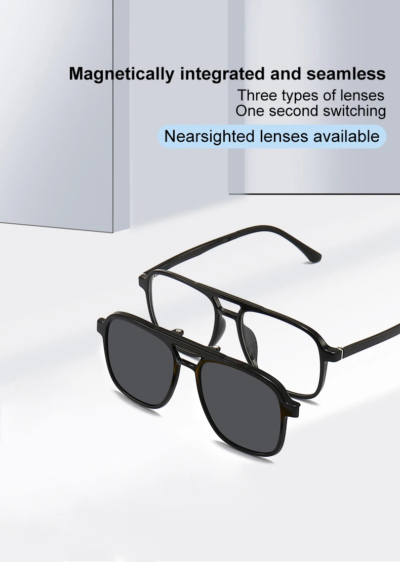 VICKY Flip-Up Magnetic Clip-On Polarized Sunglasses Customizable Prescription TR90 Myopia Hyperopia Reading Glasses TJ2193