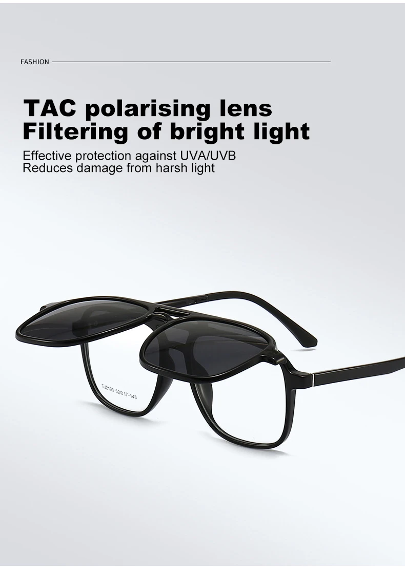 VICKY Flip-Up Magnetic Clip-On Polarized Sunglasses Customizable Prescription TR90 Myopia Hyperopia Reading Glasses TJ2193