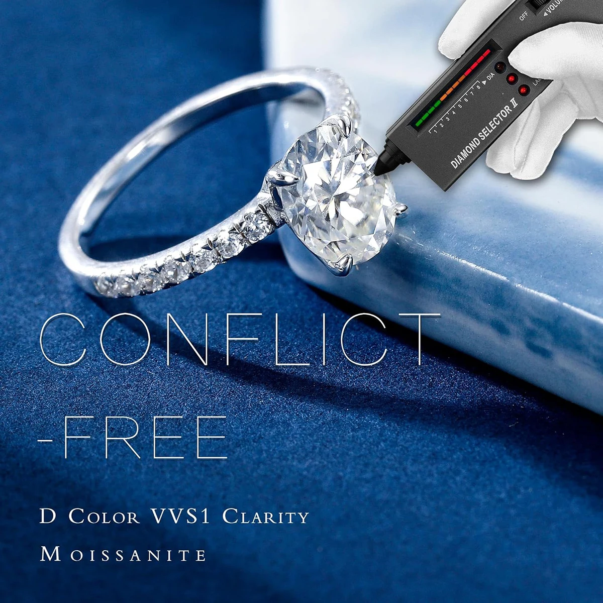Shiny Oval Moissanite Ring 2ct Laboratory Diamond 18K Gold Plated S925 Silver Women Wedding Engagement Jewelry with Certificate