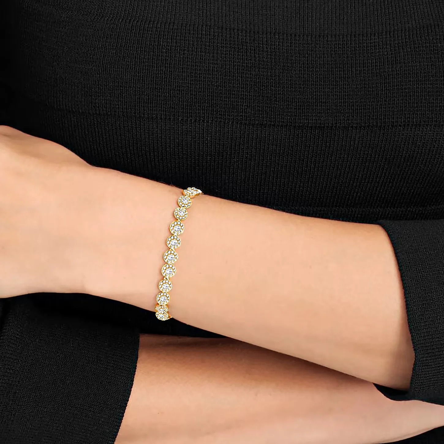Silver Gold Color Angelic Pave Bracelet for Women Wedding Friends Party Bangles Genuine Crystals from Austria Jewelry