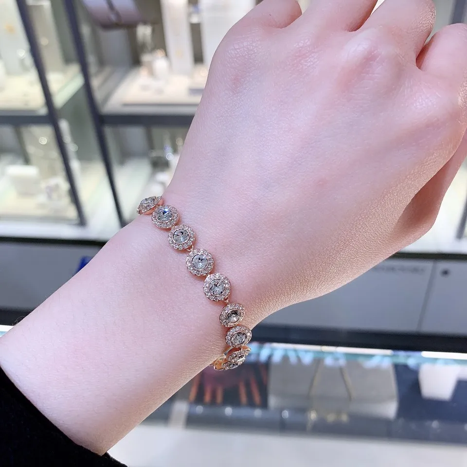 Silver Gold Color Angelic Pave Bracelet for Women Wedding Friends Party Bangles Genuine Crystals from Austria Jewelry