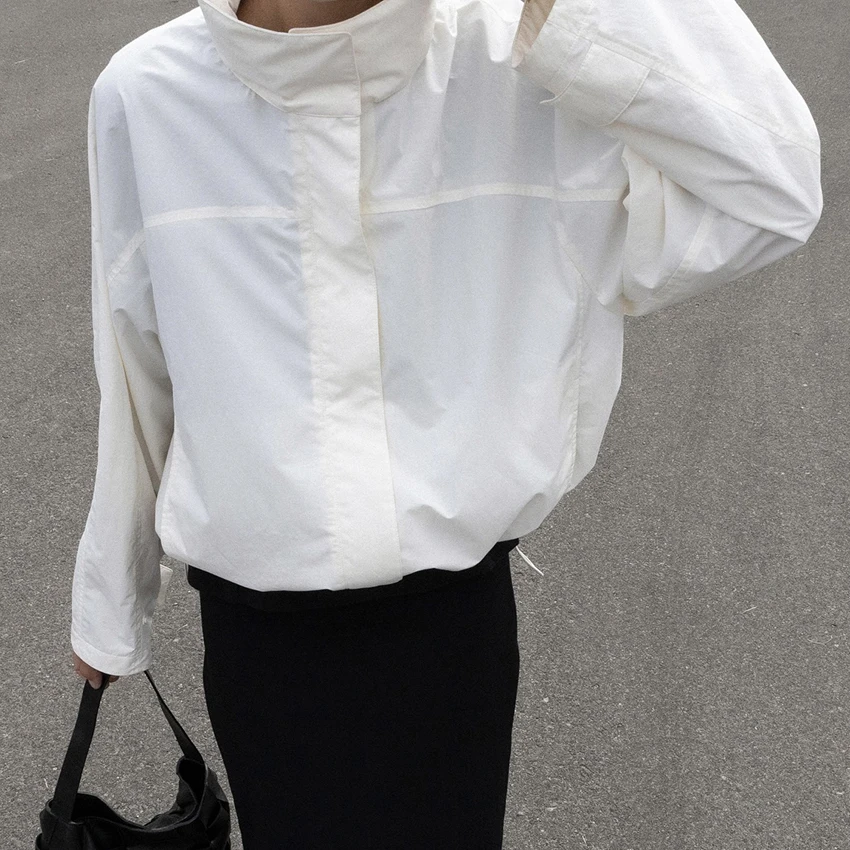 Linad Street Chic Red Turtleneck Zipper Jackets Autumn Casual Long Sleeve Outerwear Fashion Coats For Woman Tops Female 2025